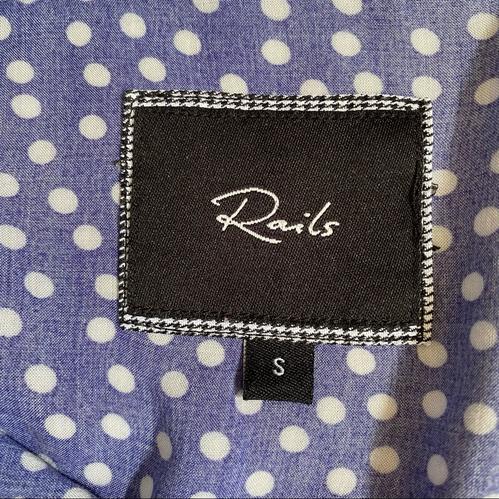RAILS TOP BUTTON DOWN BLOUSE BLUE WHITE DOT LONG SLEEVE SIZE S - Picture 11 of 11